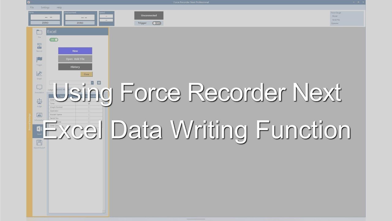 【Users Guide】Using Force Recorder Next "Excel Data Writing Function"