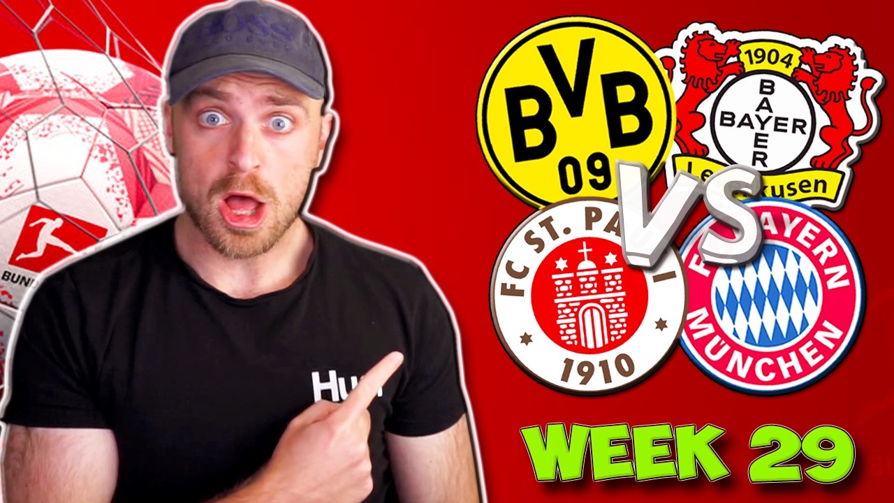 BUNDESLIGA WEEK 29 PREDICTIONS & TIPS | BORUSSIA DORTMUND VS BAYER LEVERKUSEN & ST PAULI VS BAYERN!