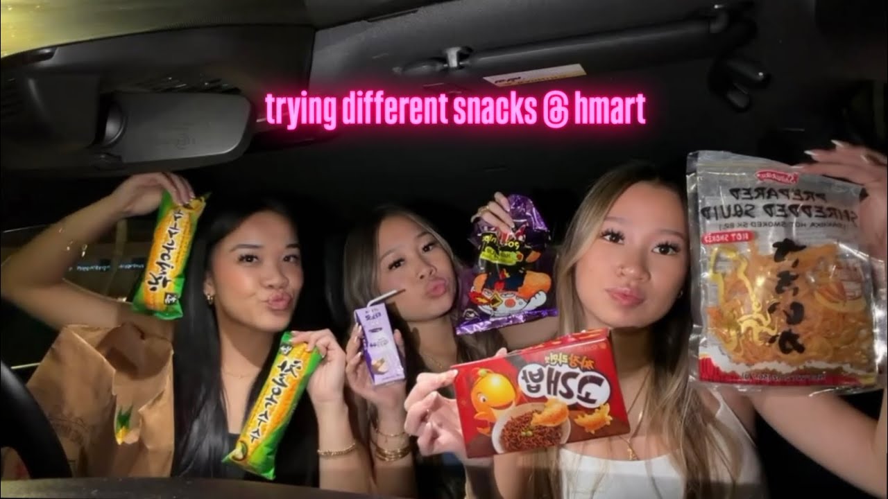 trying different snacks from hmart