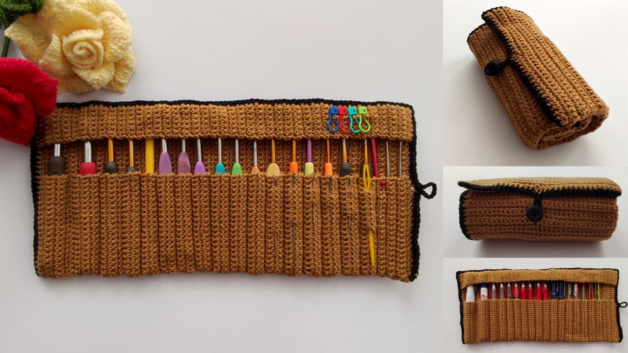 آموزش بافت جامدادی ساده و شیک - کیف نگهداری قلاب - HOW to Crochet Hook Case Holder