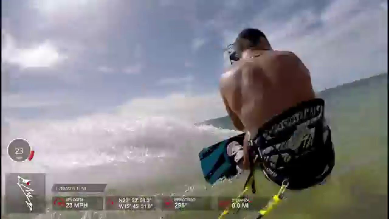 Speed Kitesurfing with Garmin Gps Overlay