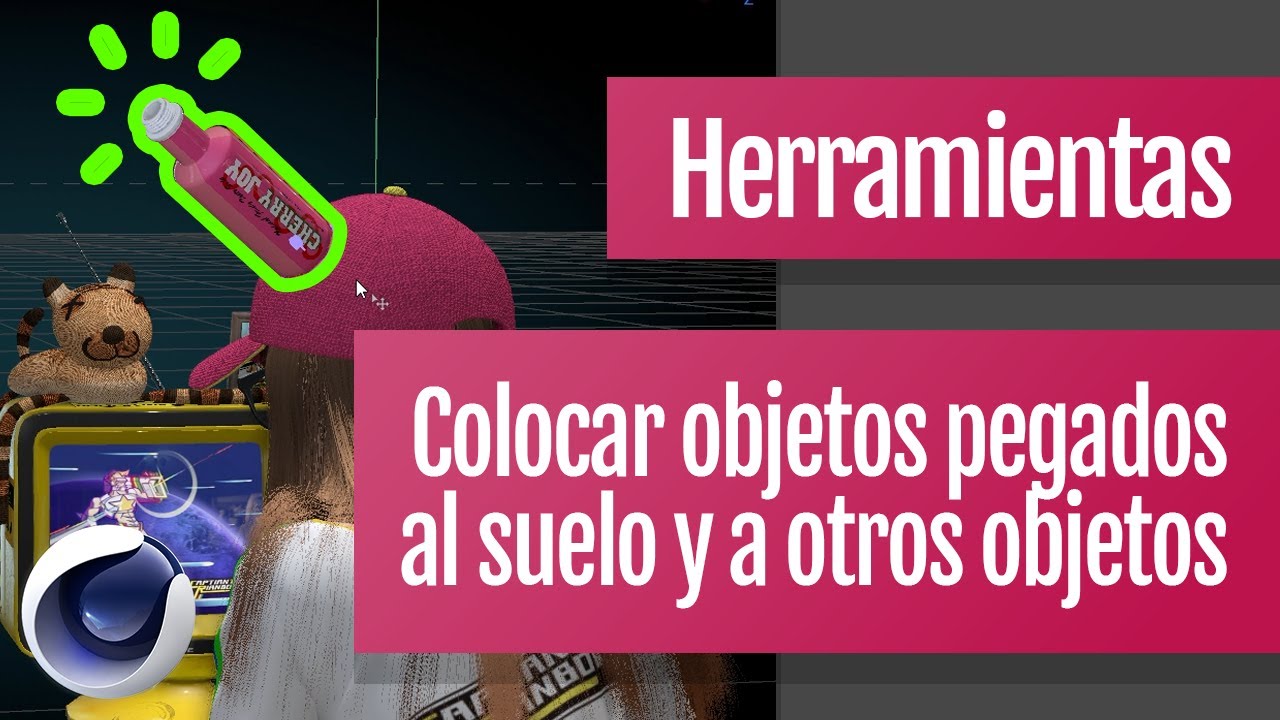 C4D. Herramientas para colocar objetos pegados al suelo y a otros objetos.