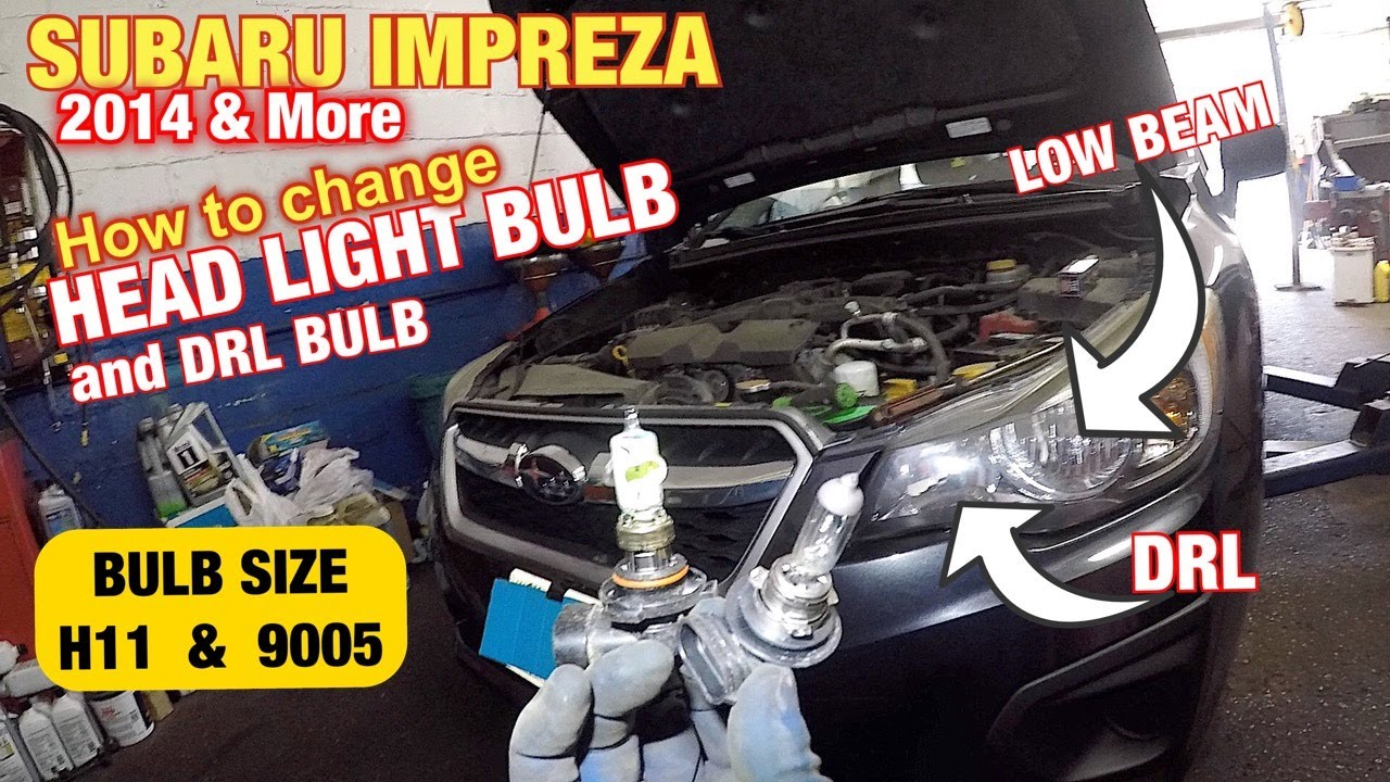 Subaru Impreza 2014 Как заменить лампу в фарах и ДХО размером H11 и 9005