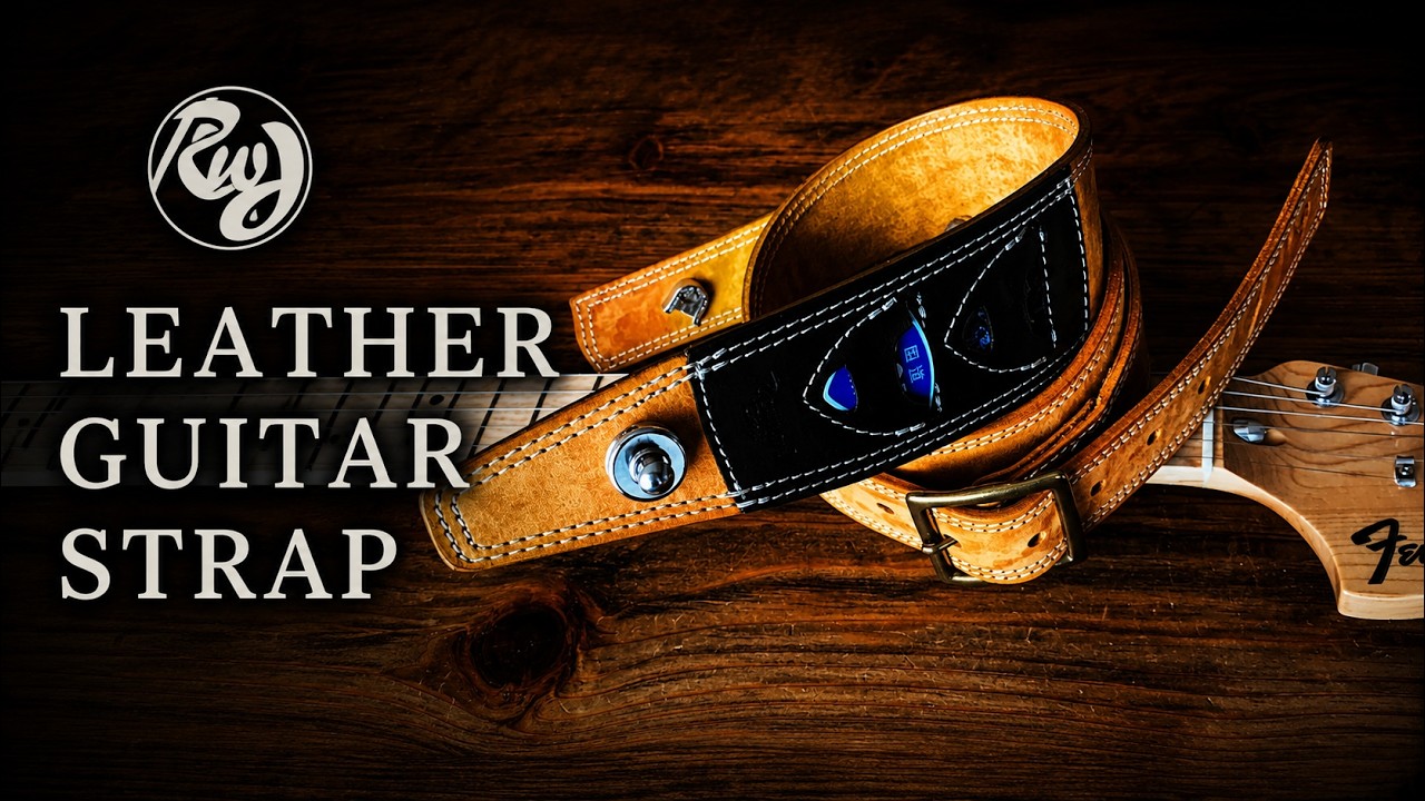 レザークラフト DIY 型紙 | 大切な友達の誕生日プレゼントにギターストラップを作りました【Leather craft free pattern】guitar strap