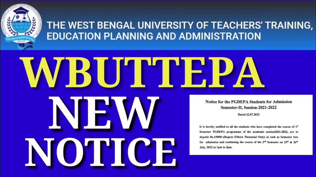 WBUTTEPA IMPORTANT NOTICE ? || wbuttepa new notice