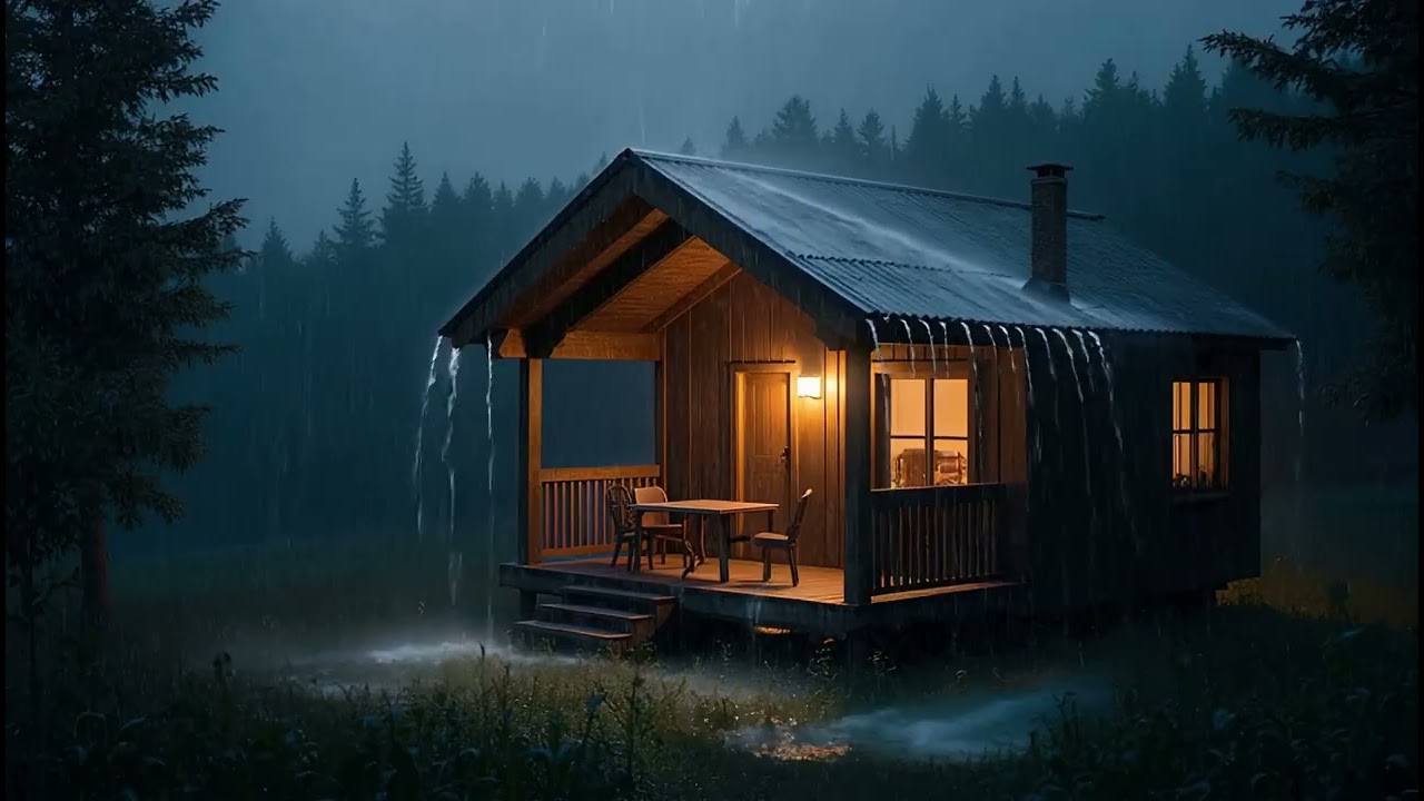 Pure Rain Sounds at Night Cozy Cabin Ambience for Deep Sleep