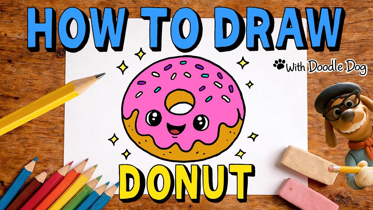 How to Draw a Donut – Easy Drawing for Kids | Doodle Dog