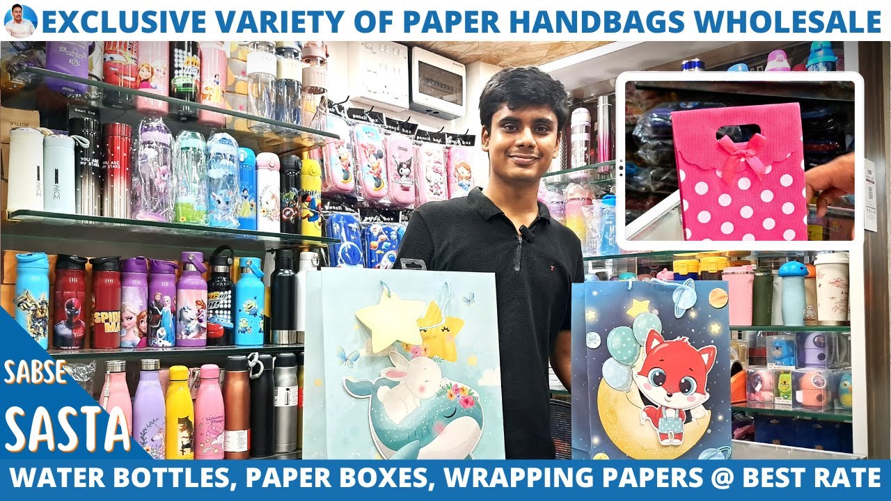 Exclusive Fancy Paper Handbags Wholesaler | Water Bottles, Paper Boxes, Wrapping Papers @ Best Rate