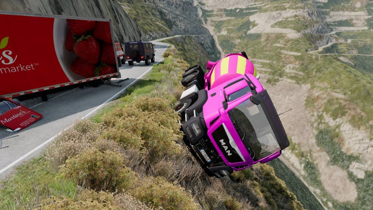 BeamNG drive Cars Crash on a Cliffside #7  #beamngdrive #beamngcrashes