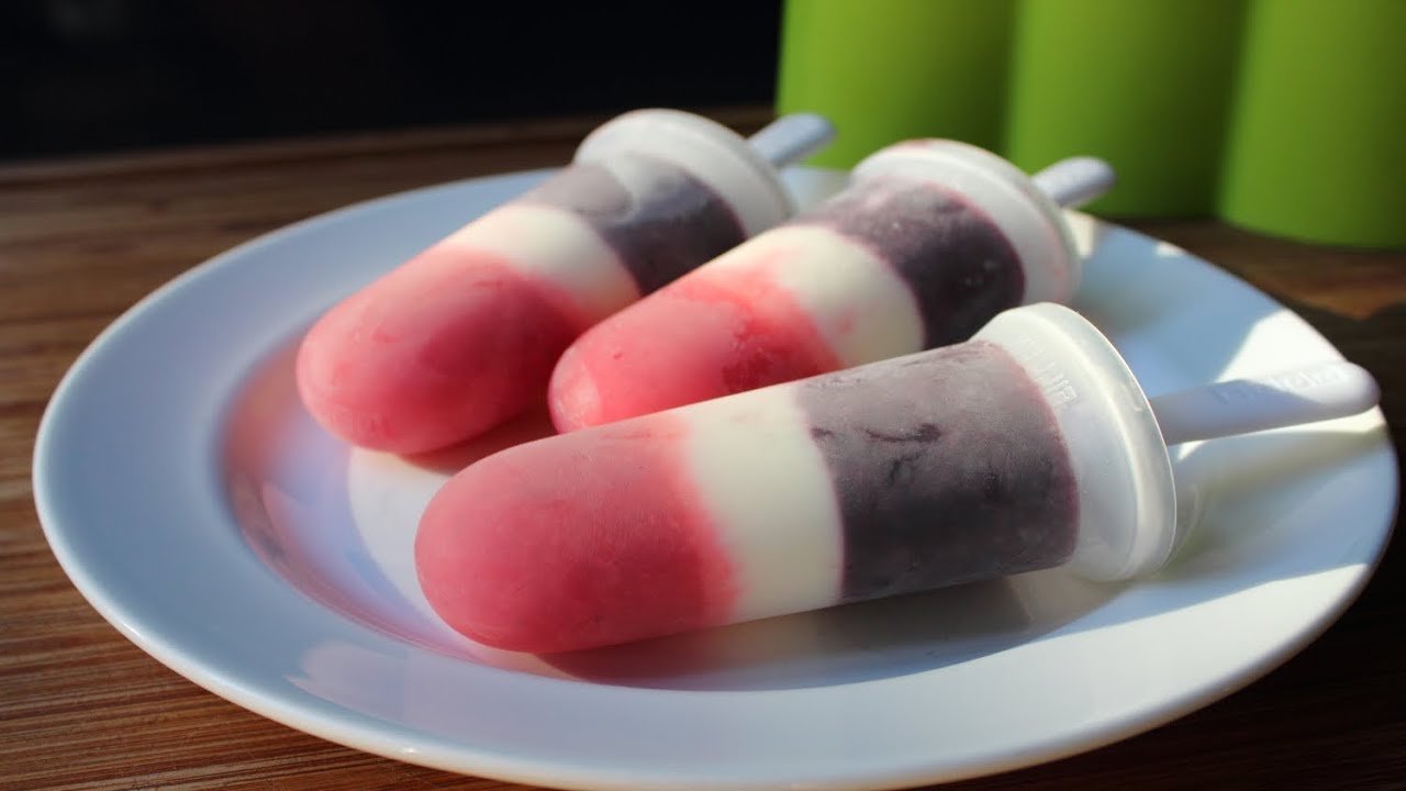 Boozy Strawberry & Blueberry Cheesecake Popsicles -- Red White & Booze! 4th of July Dessert Special