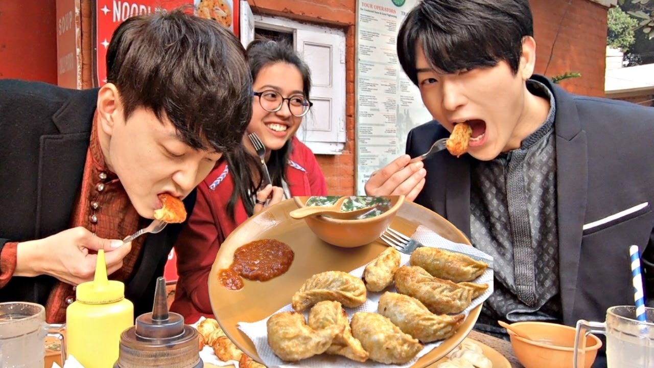 Koreans try Momo in India | First Time Reaction!