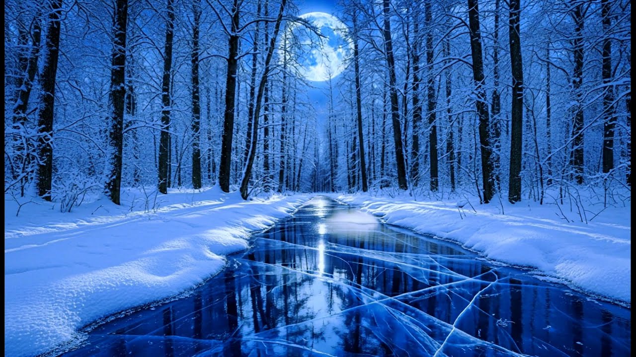 ❄️Frozen River Sleep Music • 107 Min Moonlit Snow & Icy Waters Ambience