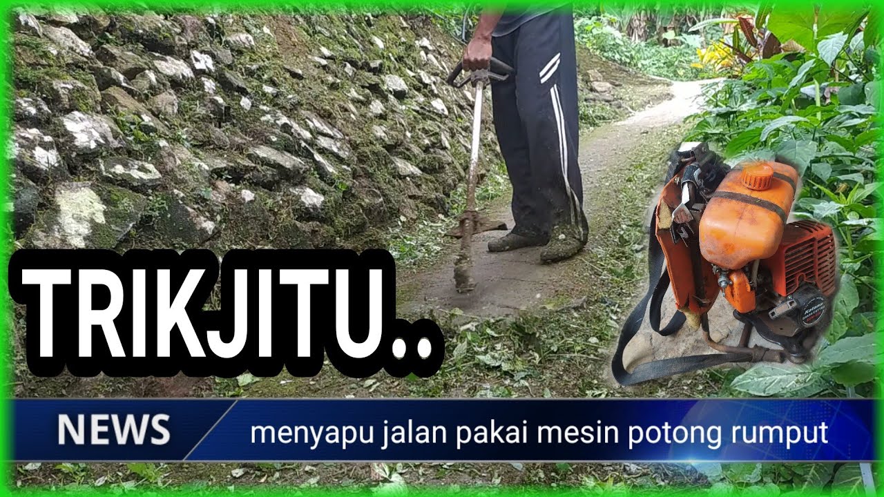 menyapu jalan pakai mesin potong rumput