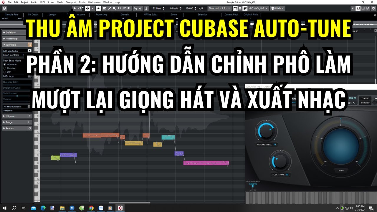 Thu Âm Project Cubase Auto-Tune | Phần 2: Hướng Dẫn Chỉnh Phô Làm Mượt Lại Giọng Hát Và Xuất Nhạc