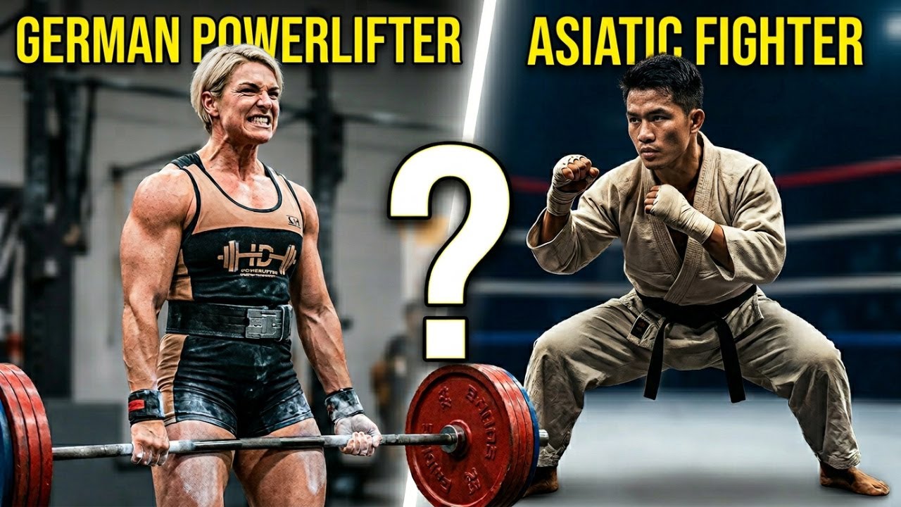 Powerlifterin vs Asiatic Fighter Wrestling Lift Carry Armwrestling
