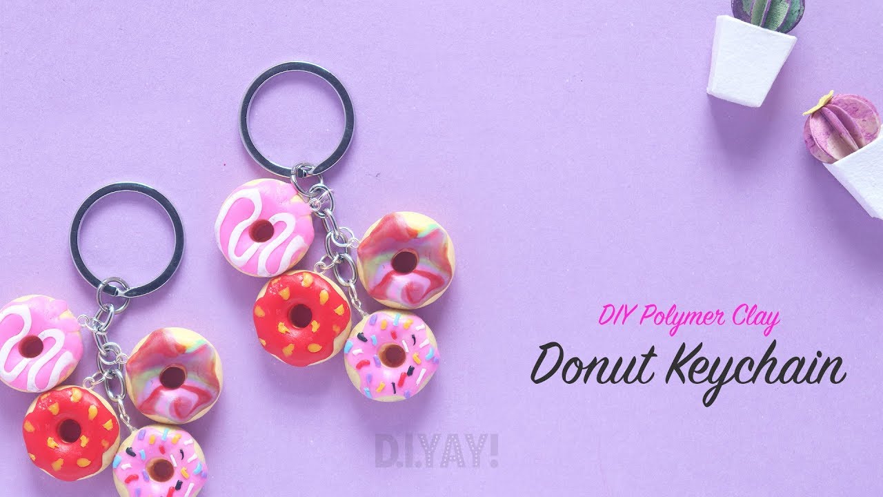 DIY Polymer Clay Donut Keychain | How to make Keychain | Clay Keychain