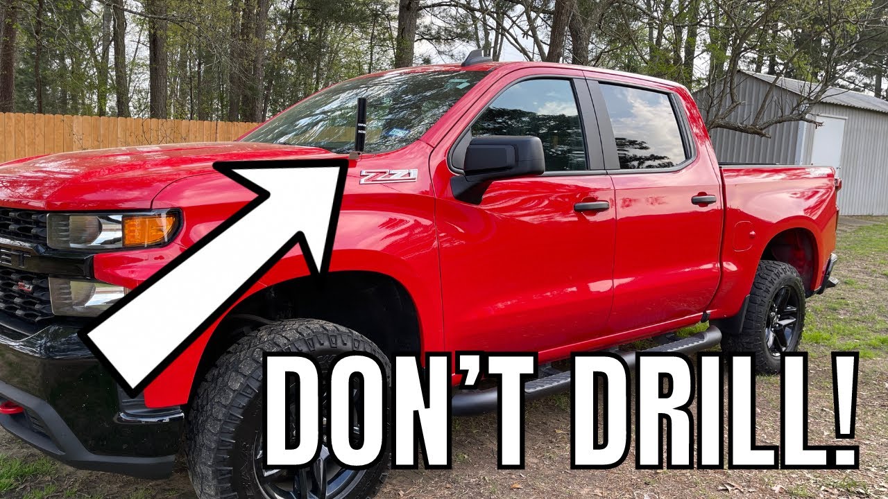 Installing Antenna On Chevy Silverado NO DRILLING | COMPACtenna | 2021 Trail Boss Custom vs LT