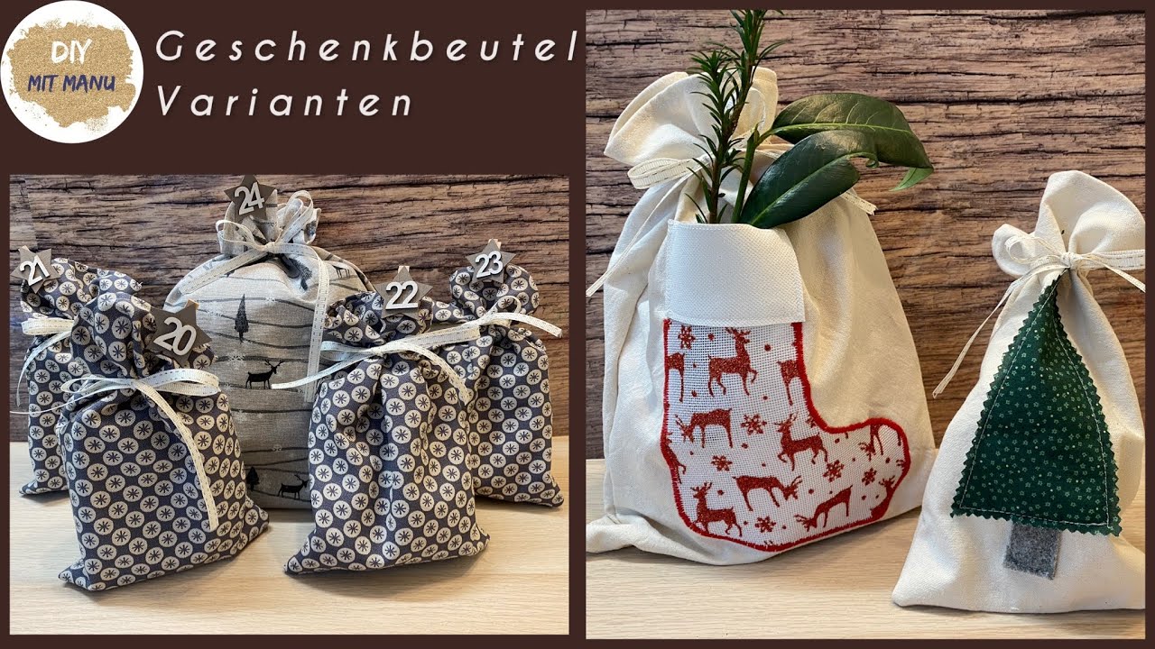 Geschenkbeutel Varianten Adventskalender Beutel 🎄 Säckchen applizieren 2024