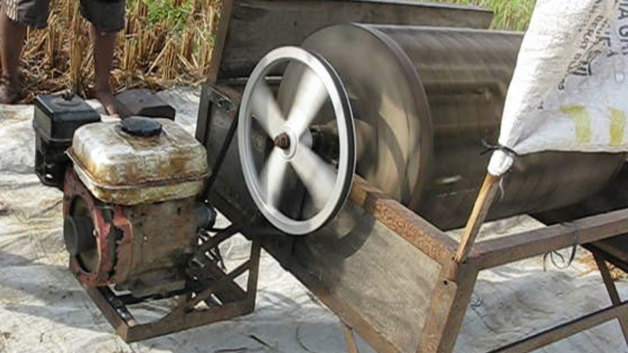Harvesting Rice Using Light Handmade Rice Thresher