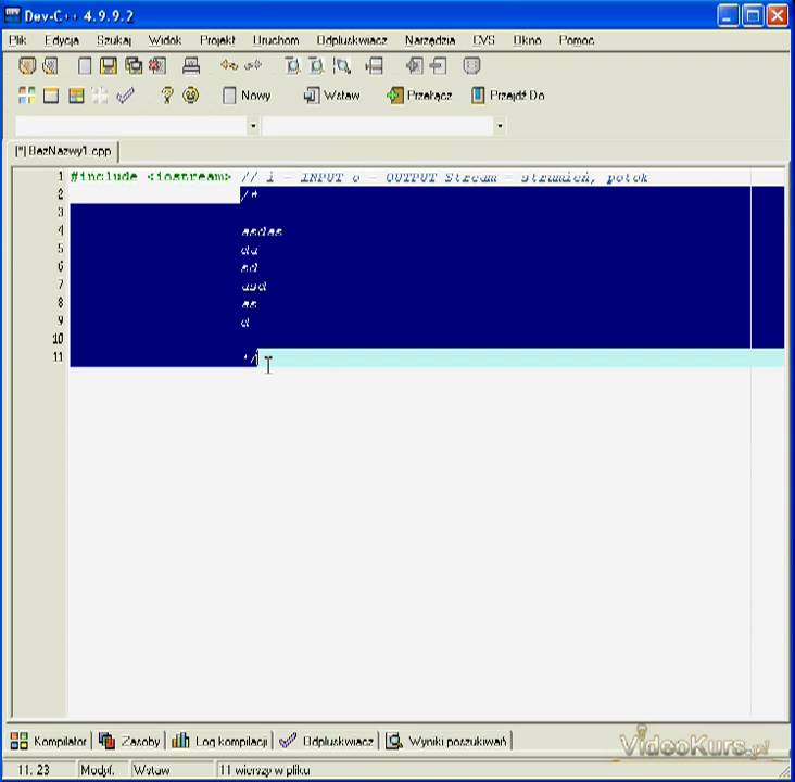 Kurs C++ - Podstawy - budowa programu - część 1