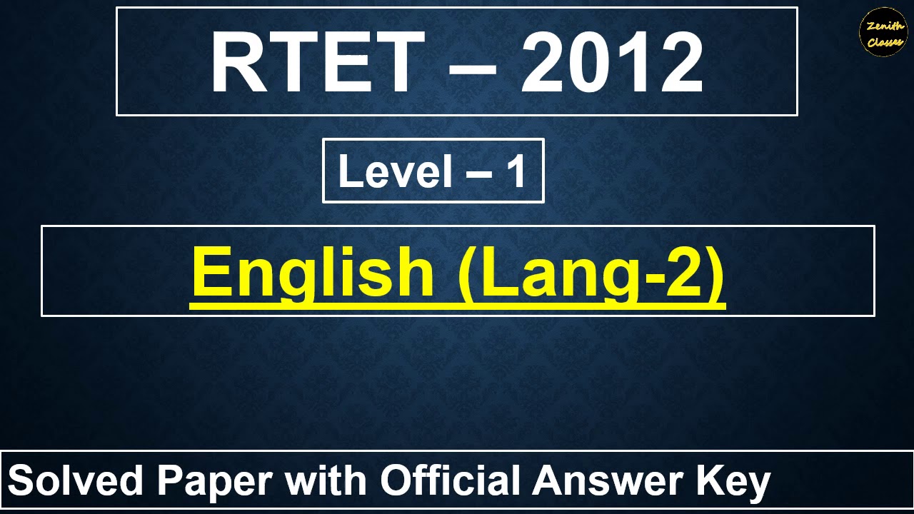 RTET / reet 2012 level 1 English paper solution