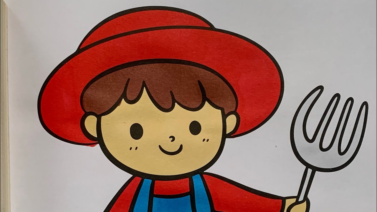 ASMR Coloring a Cute Little Farmer | Relaxing Coloring Book Page 🎨🌾