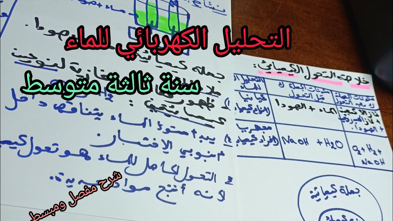 التحليل الكهربائي للماء سنة ثالثة متوسط/الدرس1/ شرح مبسط