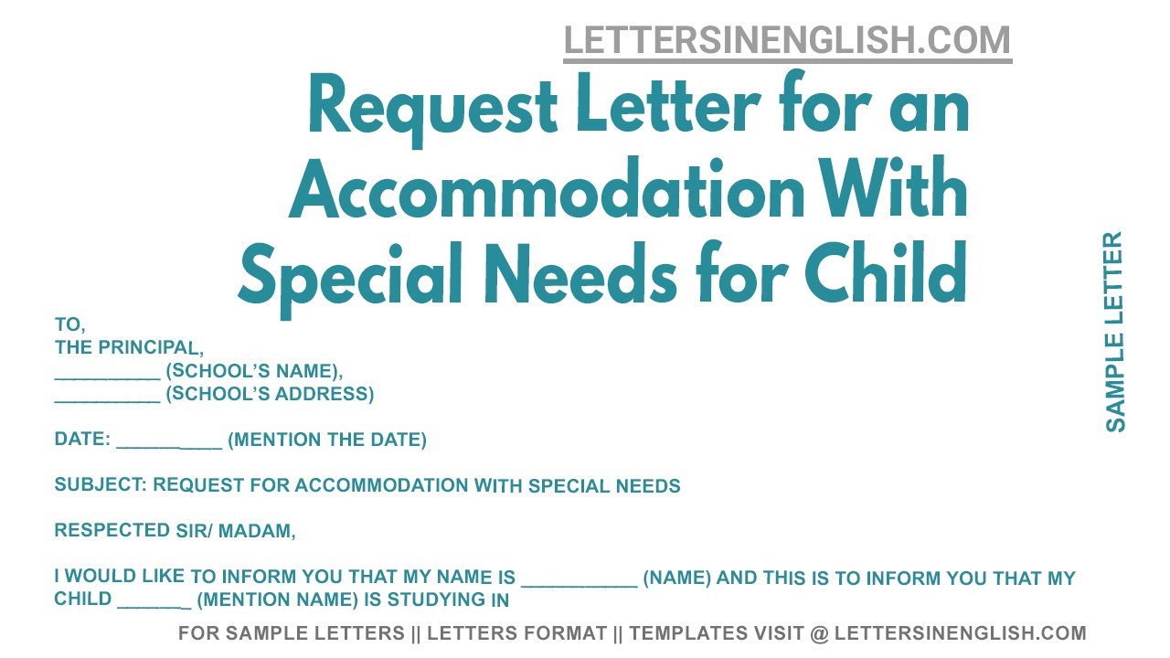 Request Letter for an Accommodation With Special Needs for Child