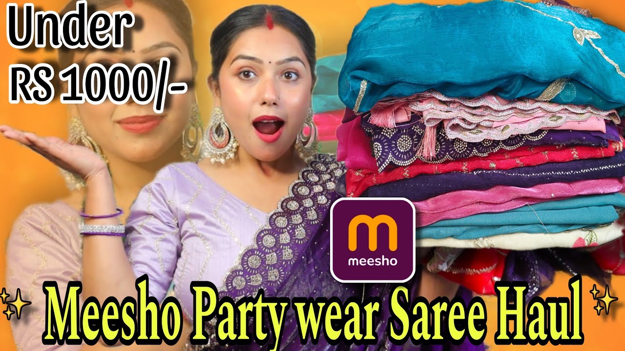 Meesho Party wear saree haul ❤️ under RS 1000 #meeshosareehaul #meeshosaree #meeshosareecollection 