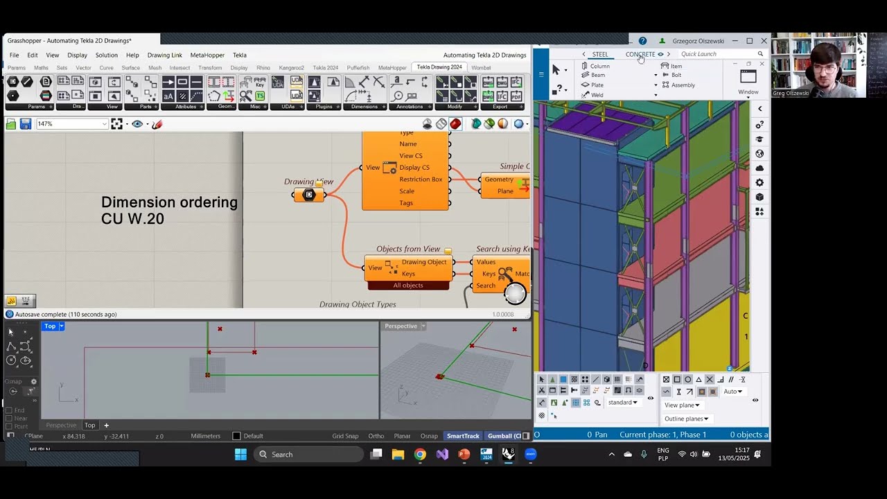 Rhino User Webinar: Still Doing Tekla 2D Drawings Manually? Automate It with Grasshopper!