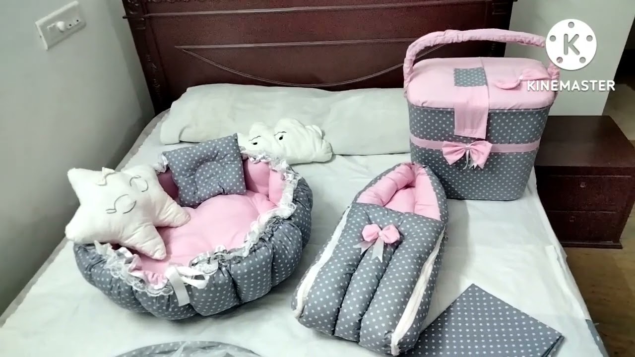 nest bed set/ basket/sleeping bed/cradil cloth with net/ feather touch by jasi
