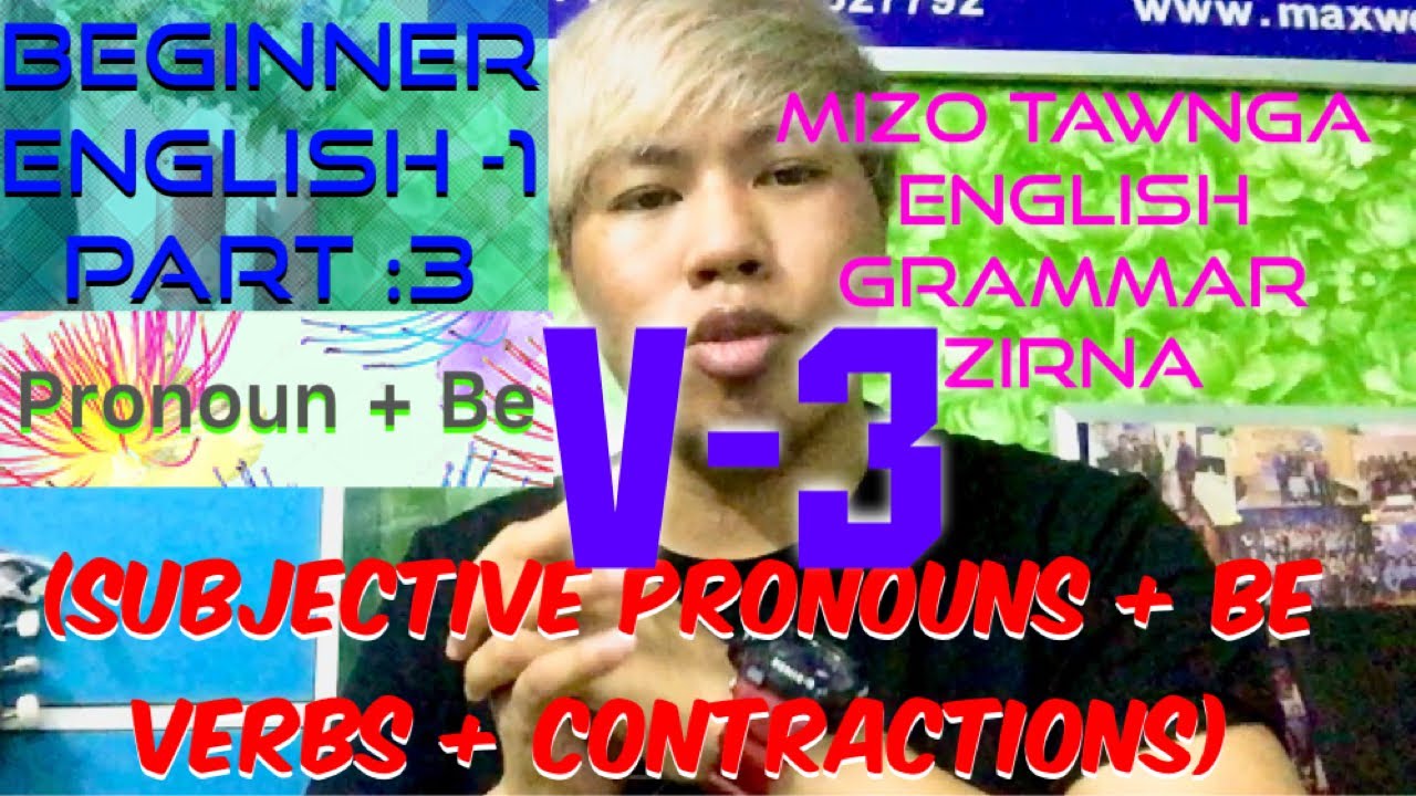 Mizo tawnga English Grammar Beginner bik tan-3 (Pronoun+be)Subjective Pronouns+Be verbs+Contractions