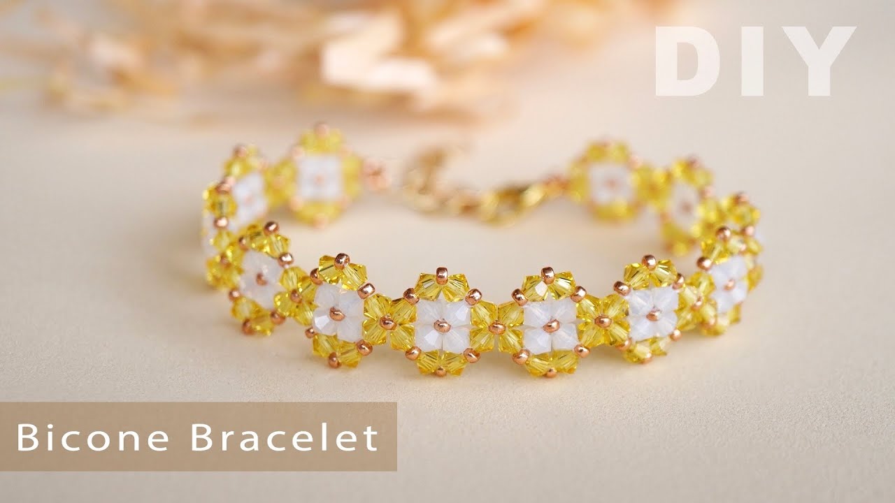 DIY. How to make beaded bicone bracelet. Jewelry making