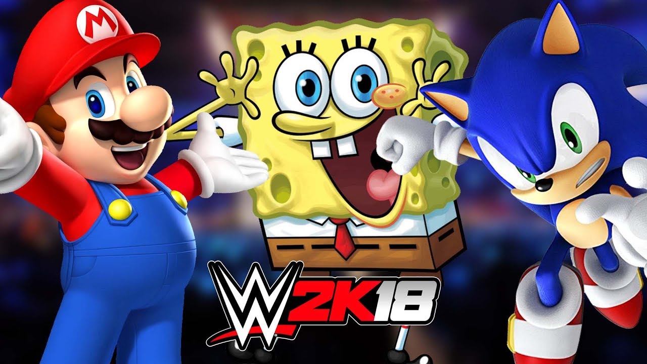 Mario vs Spongebob vs Sonic   WWE 2K18 MATCHUP!!!