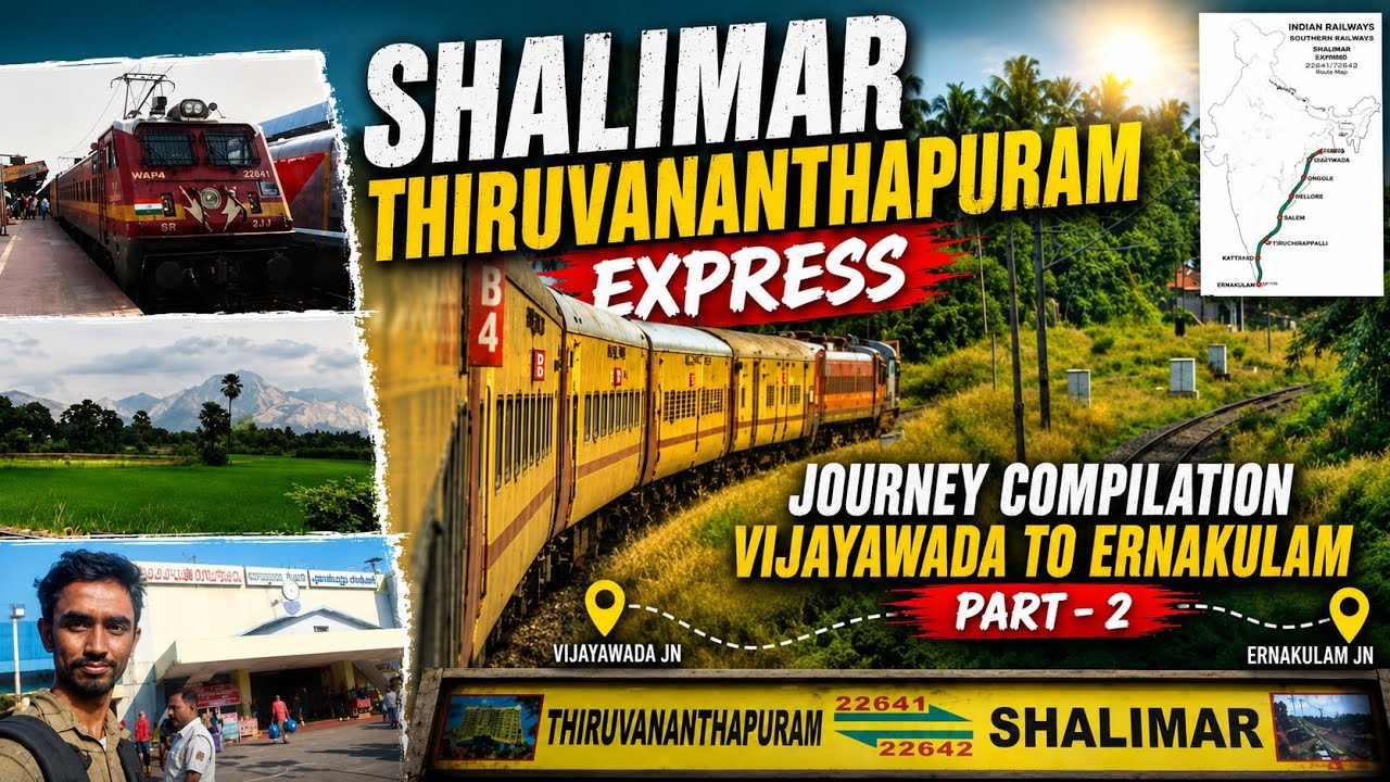 SHALIMAR TRIVANDRAM EXPRESS :JOURNEY COMPILATION PART-2(VIJAYWADA TO ERNAKULAM)