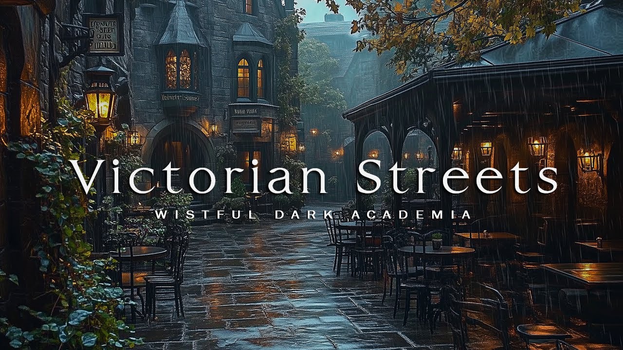 Dark Academia Rainy Night | Victorian Street Piano Instrumental Music for Solitude & Study