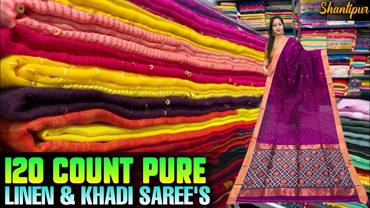 Authentic Bengal Pure Linen / Mercerised Cotton/Khadi Cotton/ Mul Cotton/Kantha Stitch Saree Weaver