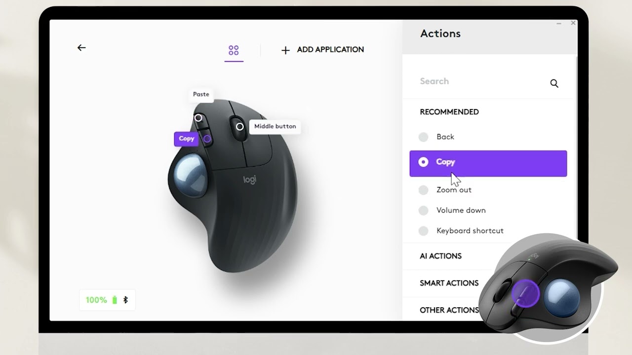 How to customize the buttons of ERGO M575S Wireless Trackball  with Logi Options+