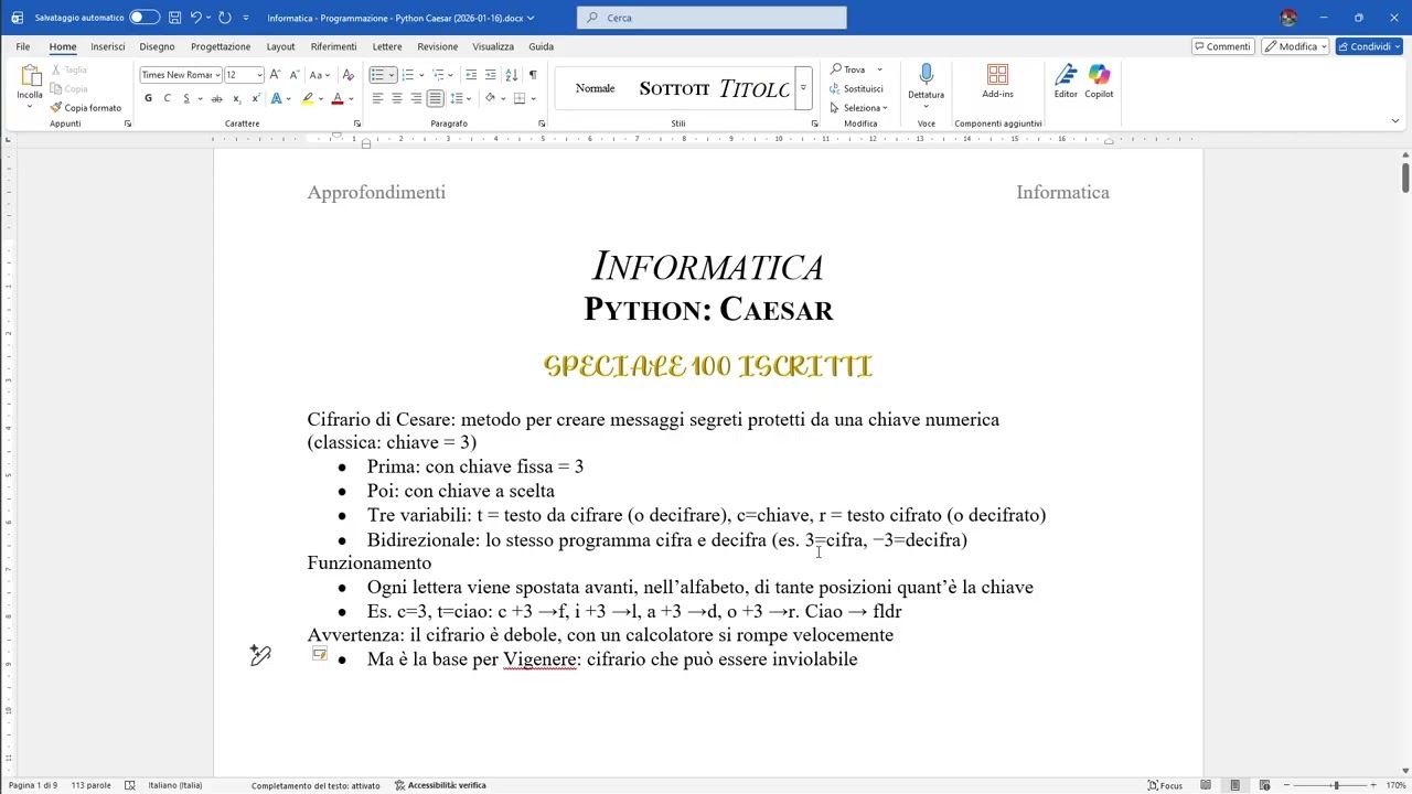 Informatica - Programmazione con Python: Caesar