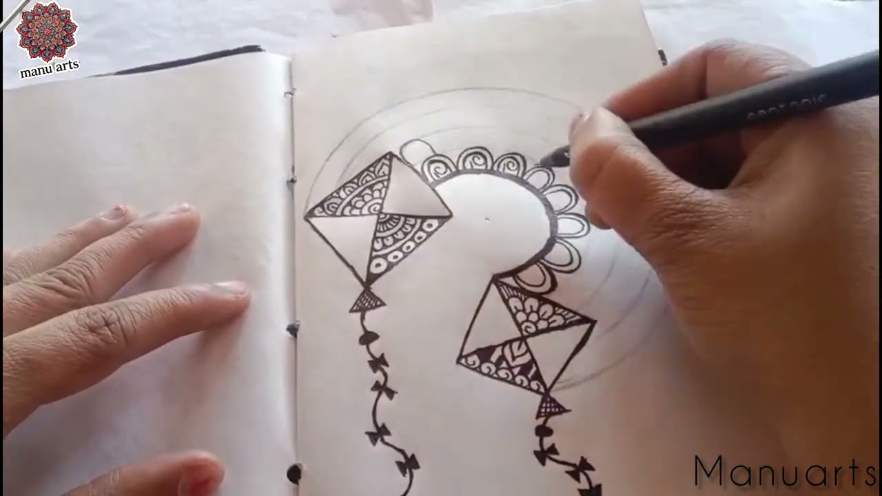 Happy Makar Sankranti | Kite Doodle Art | Mandala Drawing
