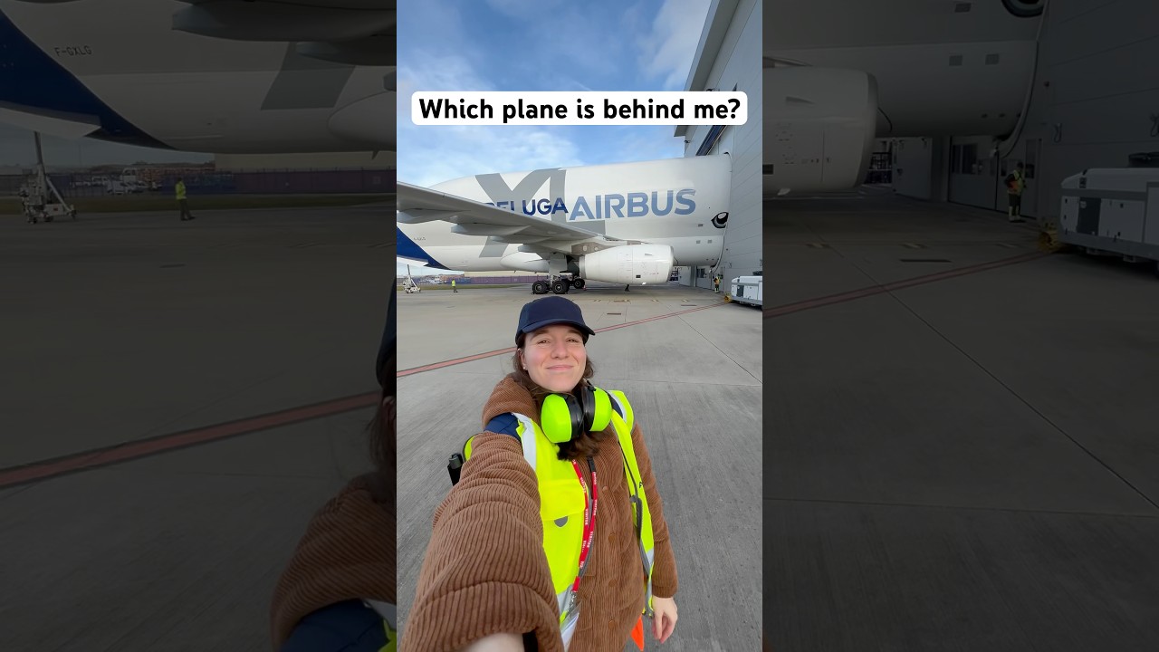 It&rsquo;s a flying whale🐳🐳 Did you guessed which aircraft is behind me? #aviation#airbus#airbusbeluga