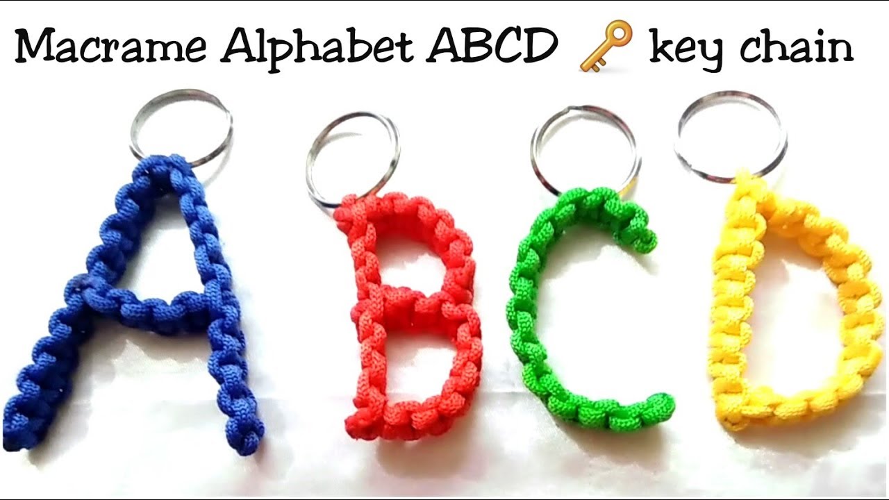 Macrame Alphabet (ABCD) Keychain tutorial in Hindi/How to make Macrame Keychain Ring Simple Design