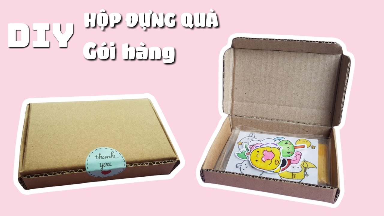 Cách làm HỘP GÓI HÀNG| Cách làm hộp mini đựng quà| Hộp đựng sticker| Diy Packaging box