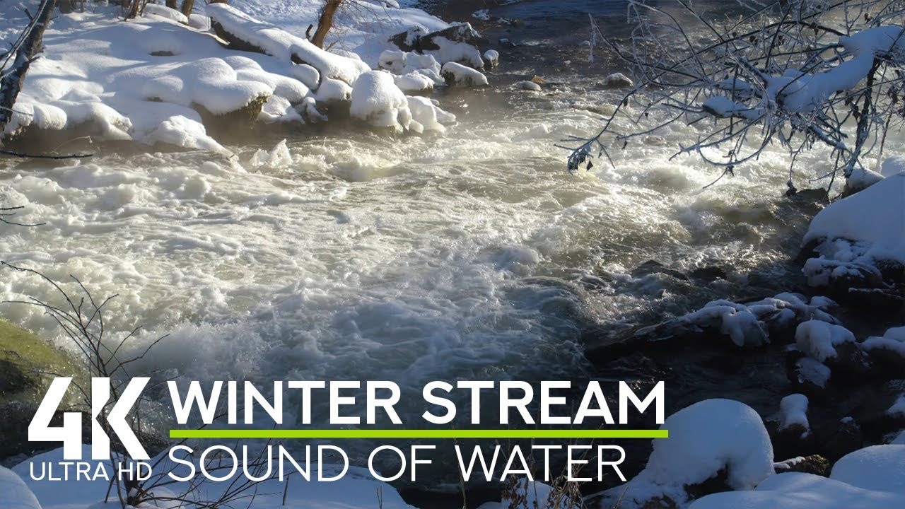 8 HRS of Winter River Soundscape | Relaxing Water ASMR & Natural White Noise for Sleep, Study & Calm