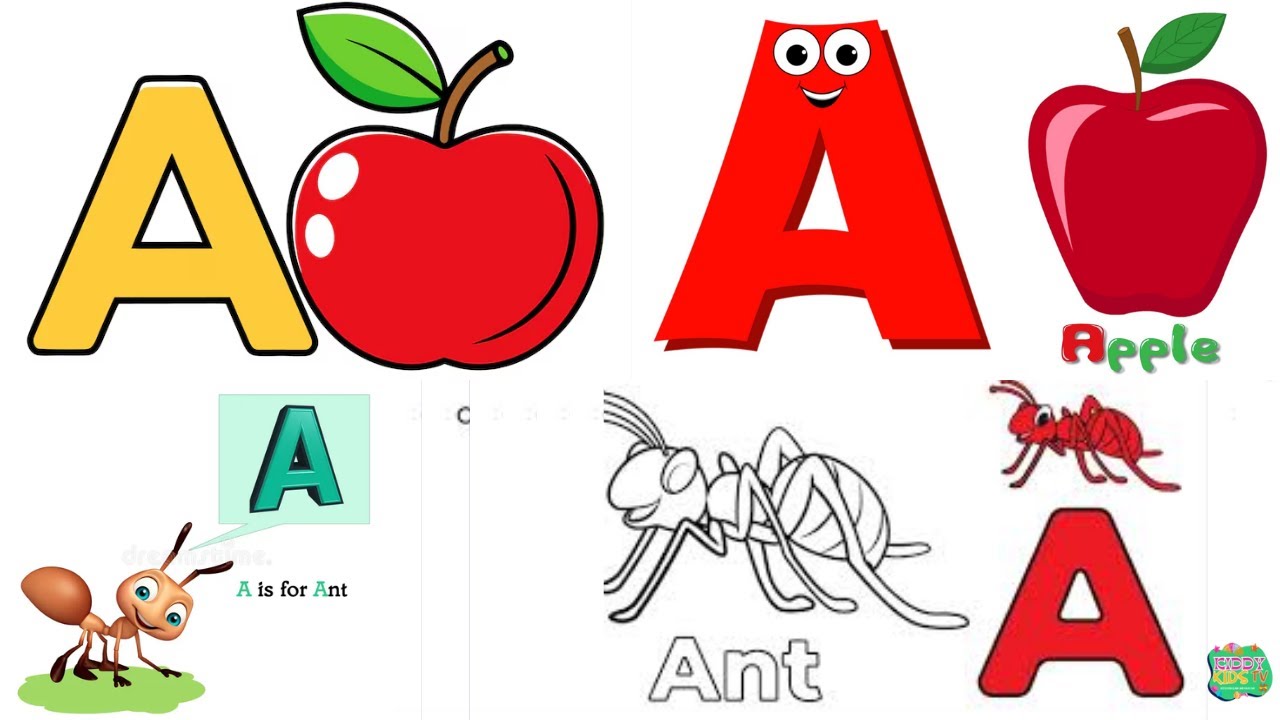 a is for ant a is for apple I kids nursery rhyme I kiddykids tv