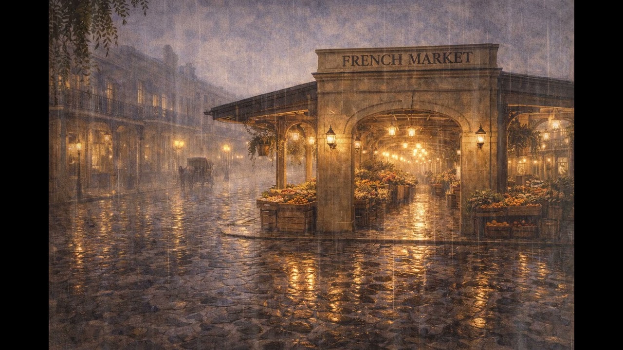 Rainy Night at the French Market | 6 Minute Sleep Story with Jazz & Rain Sounds