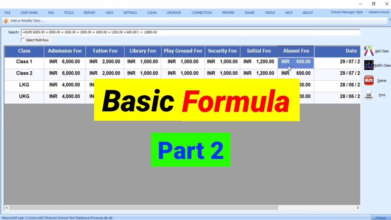 Basic Formula Part 2 | School Management Software | College Management Software | School Accounting