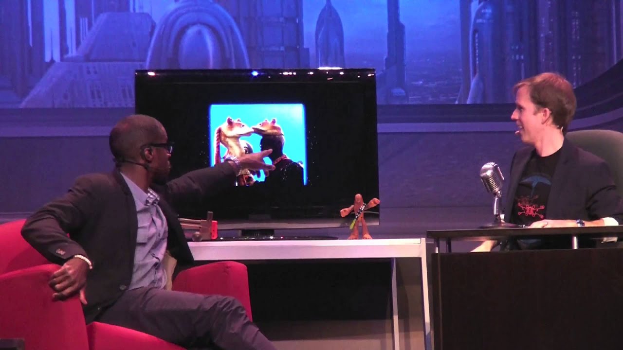 Ahmed Best (Jar Jar Binks) Peter Mayhew (Chewbacca) JJ Abrams Star Wars Weekends 2014 episodeVII