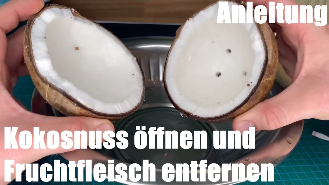 Kokosnuss &ouml;ffnen und Fruchtfleisch entfernen mit Hammer und Schraubendreher Anleitung
