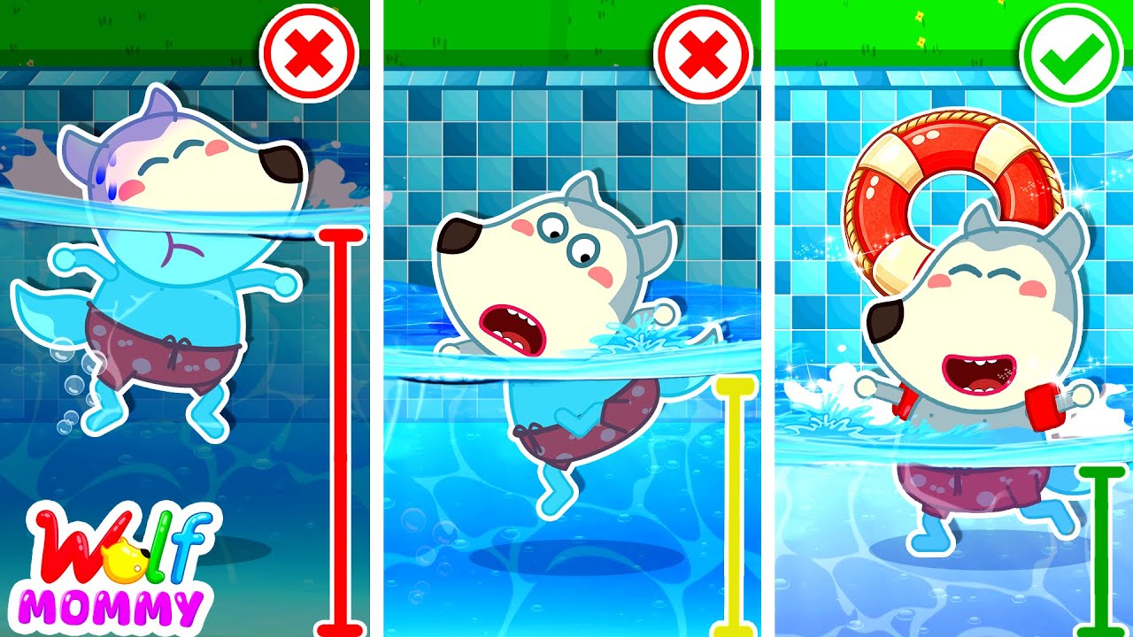 OH NO! Don't Jump into the DEEP POOL! 😱 Swimming Pool Safety Rules for Kids | Wolf Mommy Cartoon